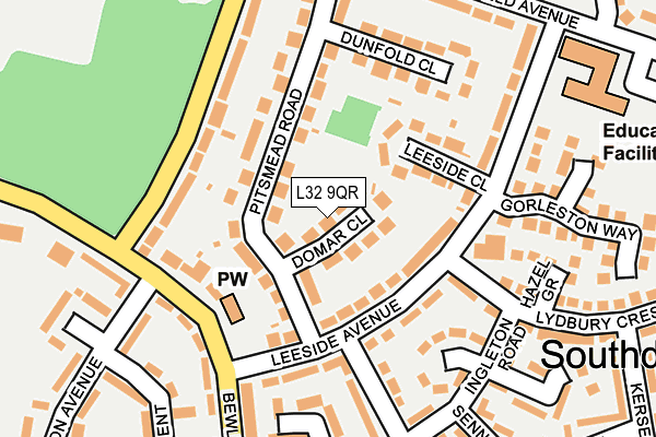 L32 9QR map - OS OpenMap – Local (Ordnance Survey)