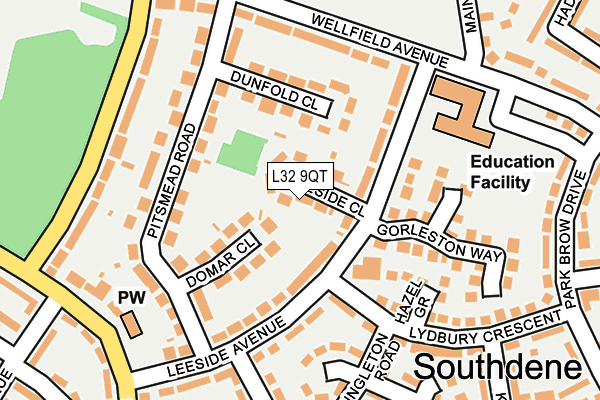 L32 9QT map - OS OpenMap – Local (Ordnance Survey)