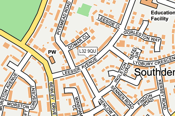 L32 9QU map - OS OpenMap – Local (Ordnance Survey)