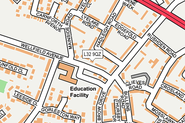 L32 9QZ map - OS OpenMap – Local (Ordnance Survey)