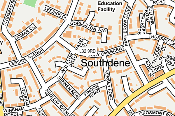 L32 9RD map - OS OpenMap – Local (Ordnance Survey)