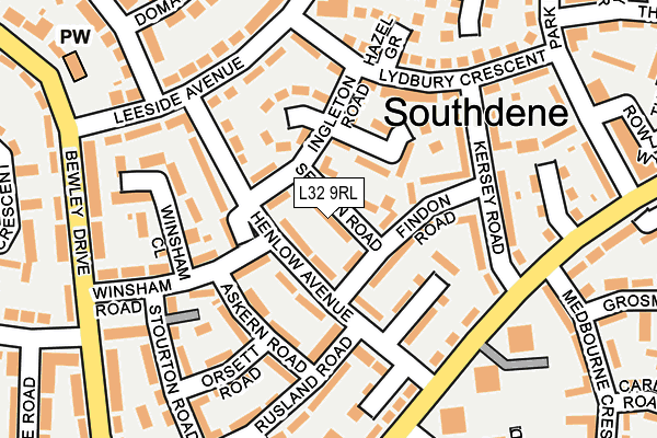 L32 9RL map - OS OpenMap – Local (Ordnance Survey)