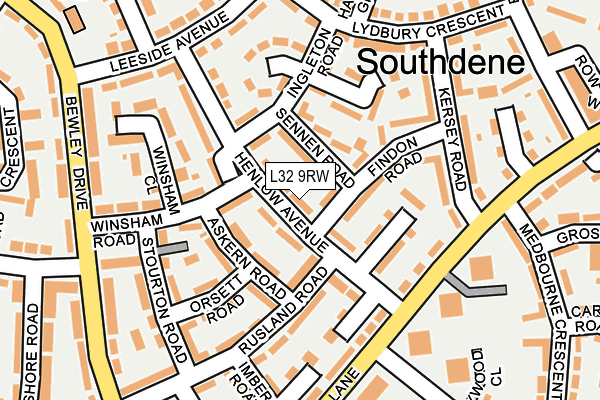 L32 9RW map - OS OpenMap – Local (Ordnance Survey)