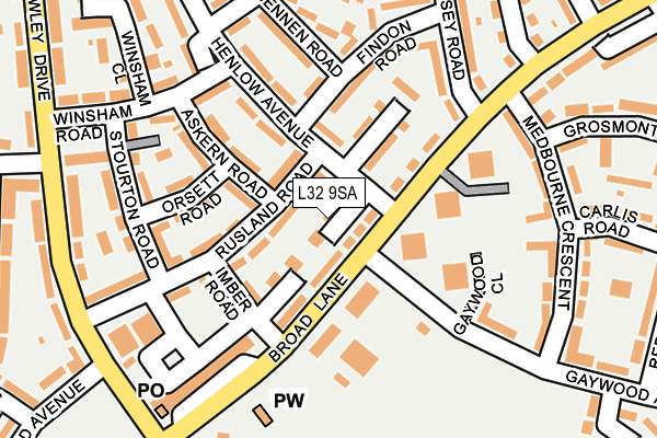 L32 9SA map - OS OpenMap – Local (Ordnance Survey)