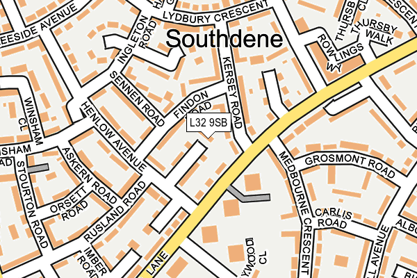 L32 9SB map - OS OpenMap – Local (Ordnance Survey)