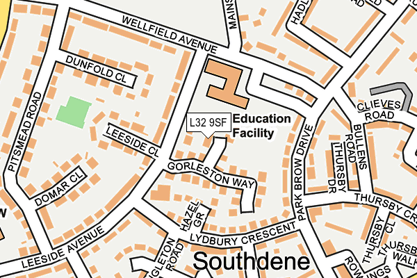 L32 9SF map - OS OpenMap – Local (Ordnance Survey)