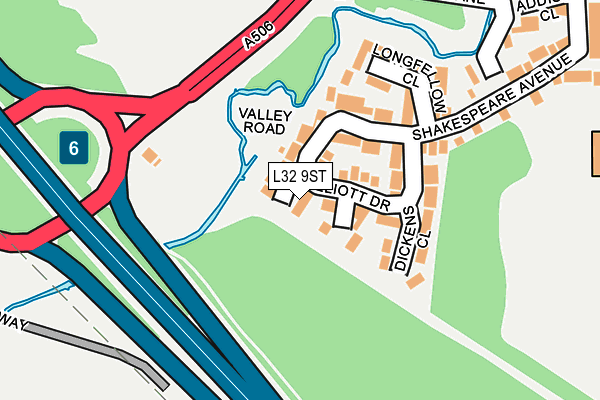 L32 9ST map - OS OpenMap – Local (Ordnance Survey)