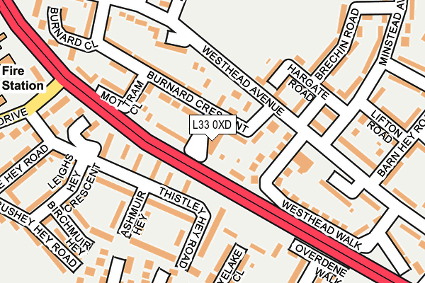 L33 0XD map - OS OpenMap – Local (Ordnance Survey)