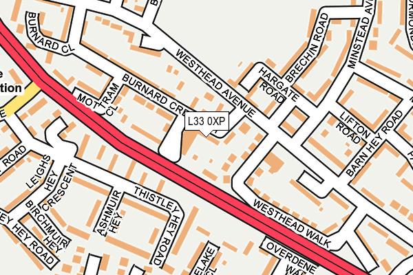L33 0XP map - OS OpenMap – Local (Ordnance Survey)