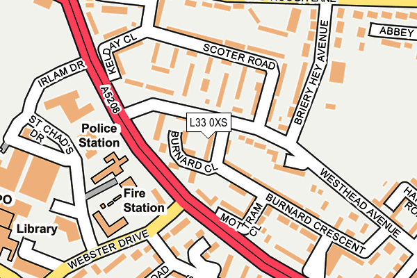 L33 0XS map - OS OpenMap – Local (Ordnance Survey)