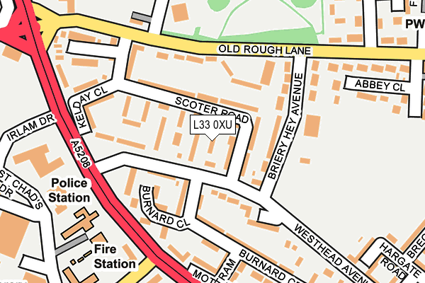 L33 0XU map - OS OpenMap – Local (Ordnance Survey)