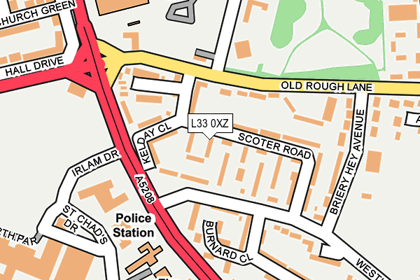 L33 0XZ map - OS OpenMap – Local (Ordnance Survey)