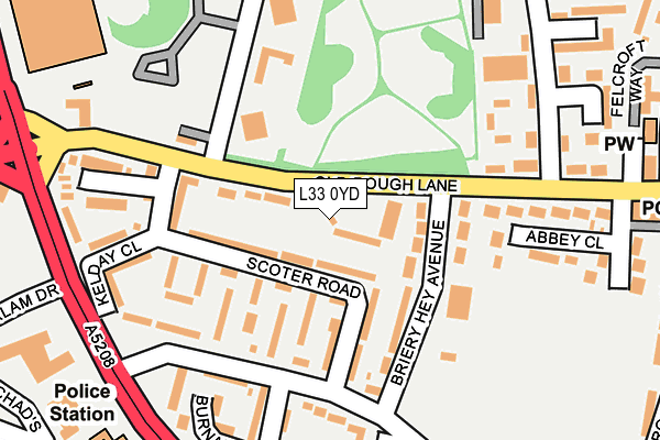 L33 0YD map - OS OpenMap – Local (Ordnance Survey)