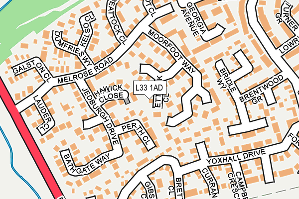 L33 1AD map - OS OpenMap – Local (Ordnance Survey)
