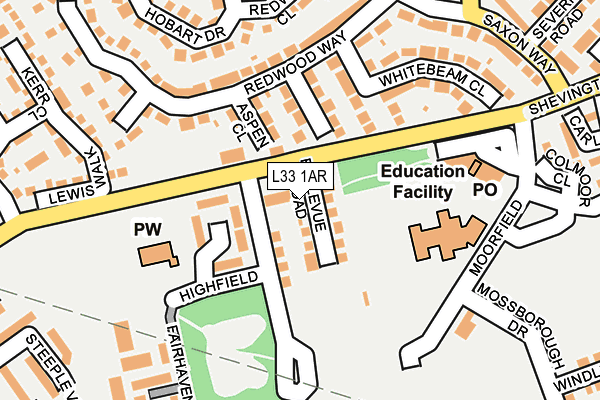 L33 1AR map - OS OpenMap – Local (Ordnance Survey)