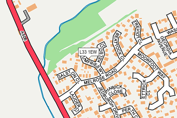L33 1EW map - OS OpenMap – Local (Ordnance Survey)