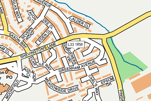 L33 1RW map - OS OpenMap – Local (Ordnance Survey)