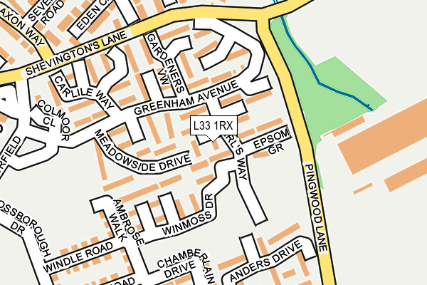 L33 1RX map - OS OpenMap – Local (Ordnance Survey)