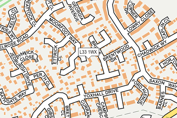 L33 1WX map - OS OpenMap – Local (Ordnance Survey)