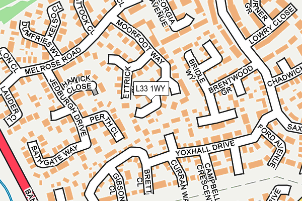 L33 1WY map - OS OpenMap – Local (Ordnance Survey)