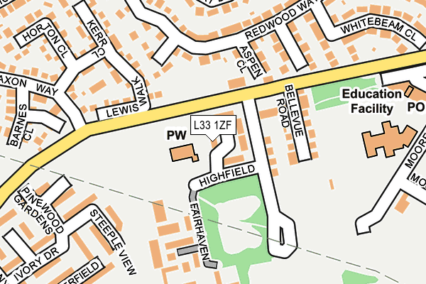 L33 1ZF map - OS OpenMap – Local (Ordnance Survey)
