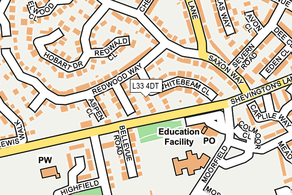 L33 4DT map - OS OpenMap – Local (Ordnance Survey)