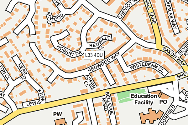 L33 4DU map - OS OpenMap – Local (Ordnance Survey)
