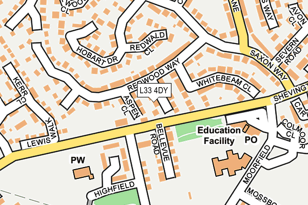 L33 4DY map - OS OpenMap – Local (Ordnance Survey)
