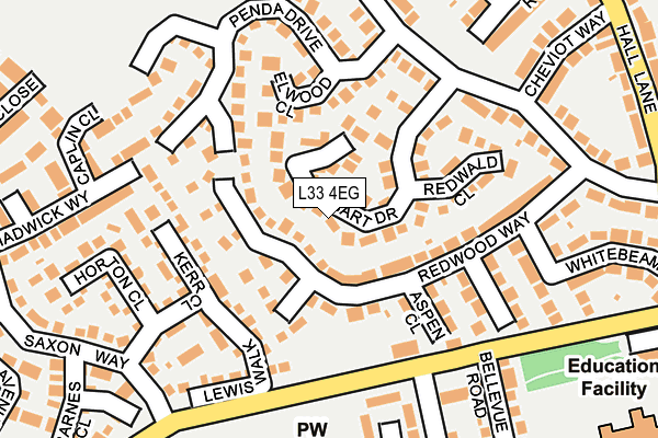 L33 4EG map - OS OpenMap – Local (Ordnance Survey)