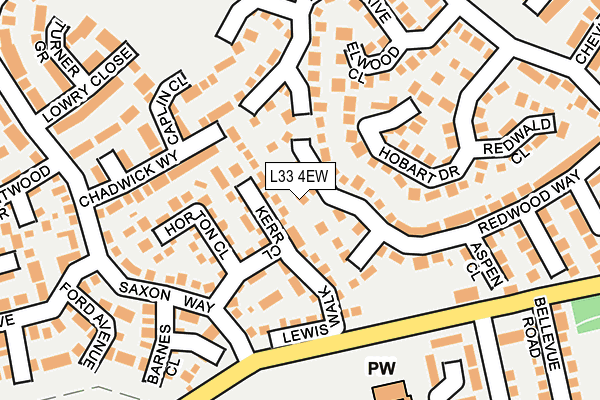 L33 4EW map - OS OpenMap – Local (Ordnance Survey)