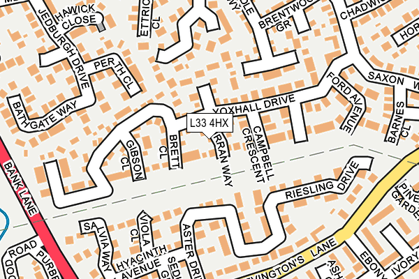 L33 4HX map - OS OpenMap – Local (Ordnance Survey)