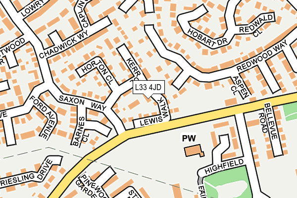 L33 4JD map - OS OpenMap – Local (Ordnance Survey)