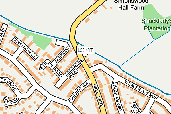 L33 4YT map - OS OpenMap – Local (Ordnance Survey)