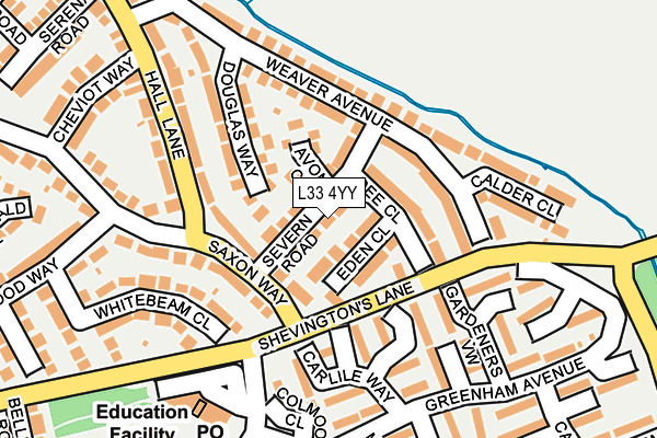 L33 4YY map - OS OpenMap – Local (Ordnance Survey)