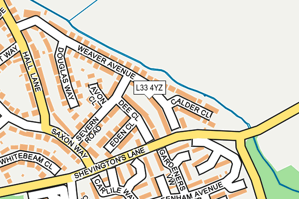 L33 4YZ map - OS OpenMap – Local (Ordnance Survey)