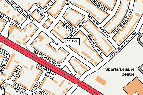 L33 5XA map - OS OpenMap – Local (Ordnance Survey)