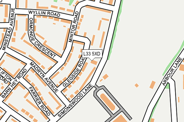 L33 5XD map - OS OpenMap – Local (Ordnance Survey)