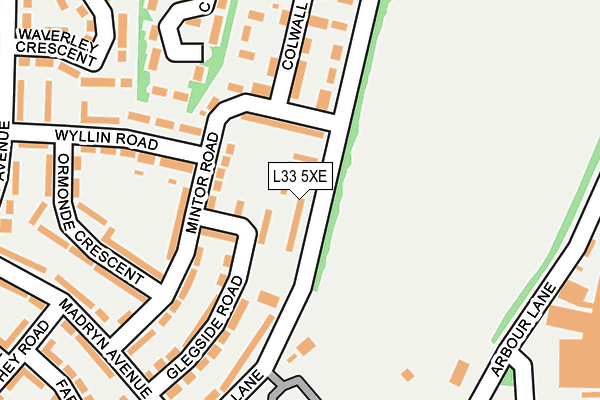 L33 5XE map - OS OpenMap – Local (Ordnance Survey)