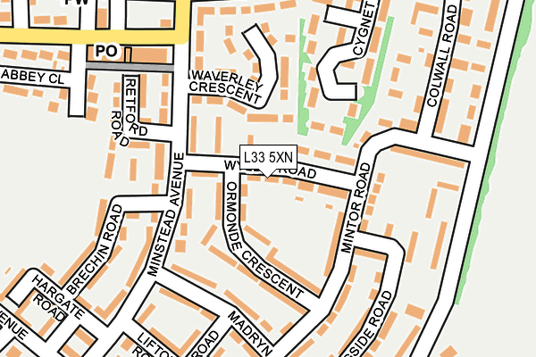 L33 5XN map - OS OpenMap – Local (Ordnance Survey)