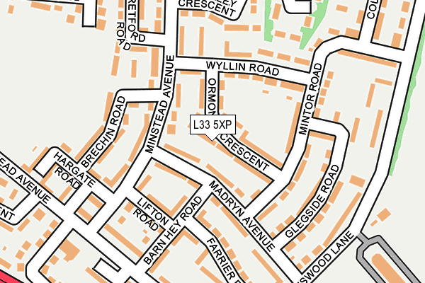 L33 5XP map - OS OpenMap – Local (Ordnance Survey)