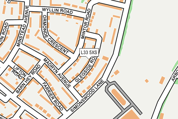 L33 5XS map - OS OpenMap – Local (Ordnance Survey)