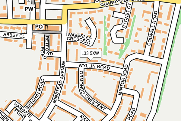 L33 5XW map - OS OpenMap – Local (Ordnance Survey)