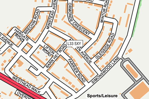 L33 5XY map - OS OpenMap – Local (Ordnance Survey)