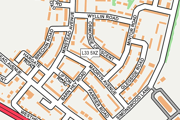L33 5XZ map - OS OpenMap – Local (Ordnance Survey)