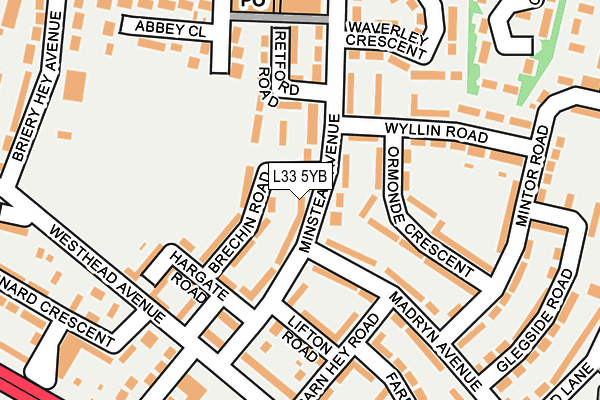 L33 5YB map - OS OpenMap – Local (Ordnance Survey)