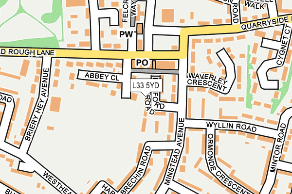 L33 5YD map - OS OpenMap – Local (Ordnance Survey)