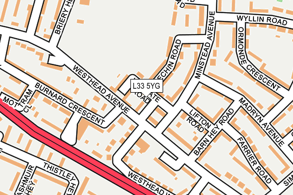 L33 5YG map - OS OpenMap – Local (Ordnance Survey)