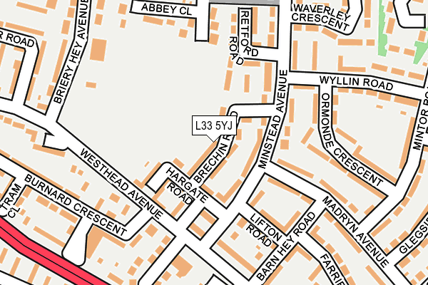 L33 5YJ map - OS OpenMap – Local (Ordnance Survey)