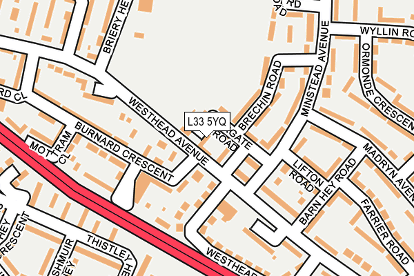 L33 5YQ map - OS OpenMap – Local (Ordnance Survey)