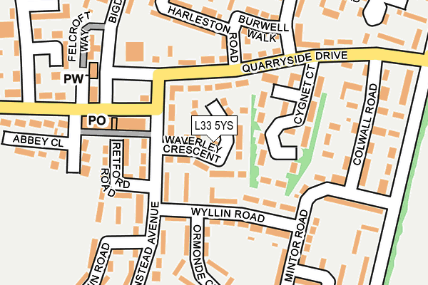 L33 5YS map - OS OpenMap – Local (Ordnance Survey)